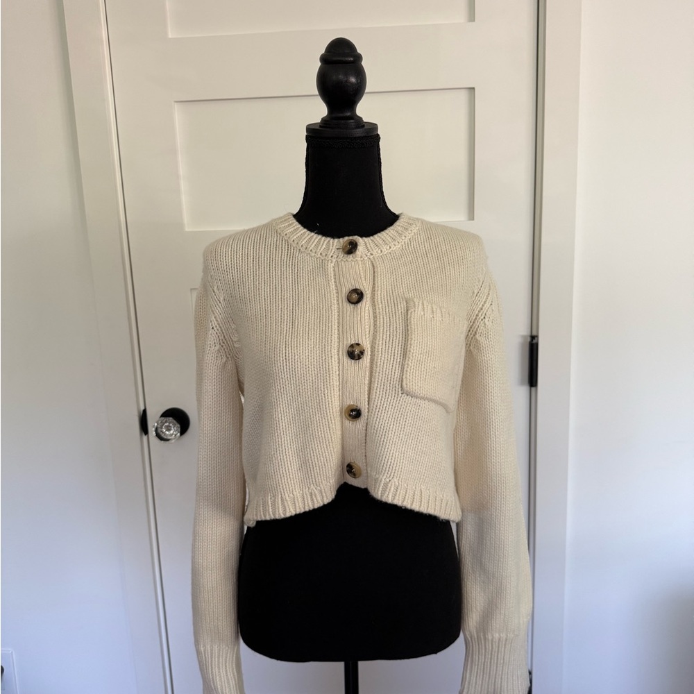 KHAITE Cream Button-Up Sweater